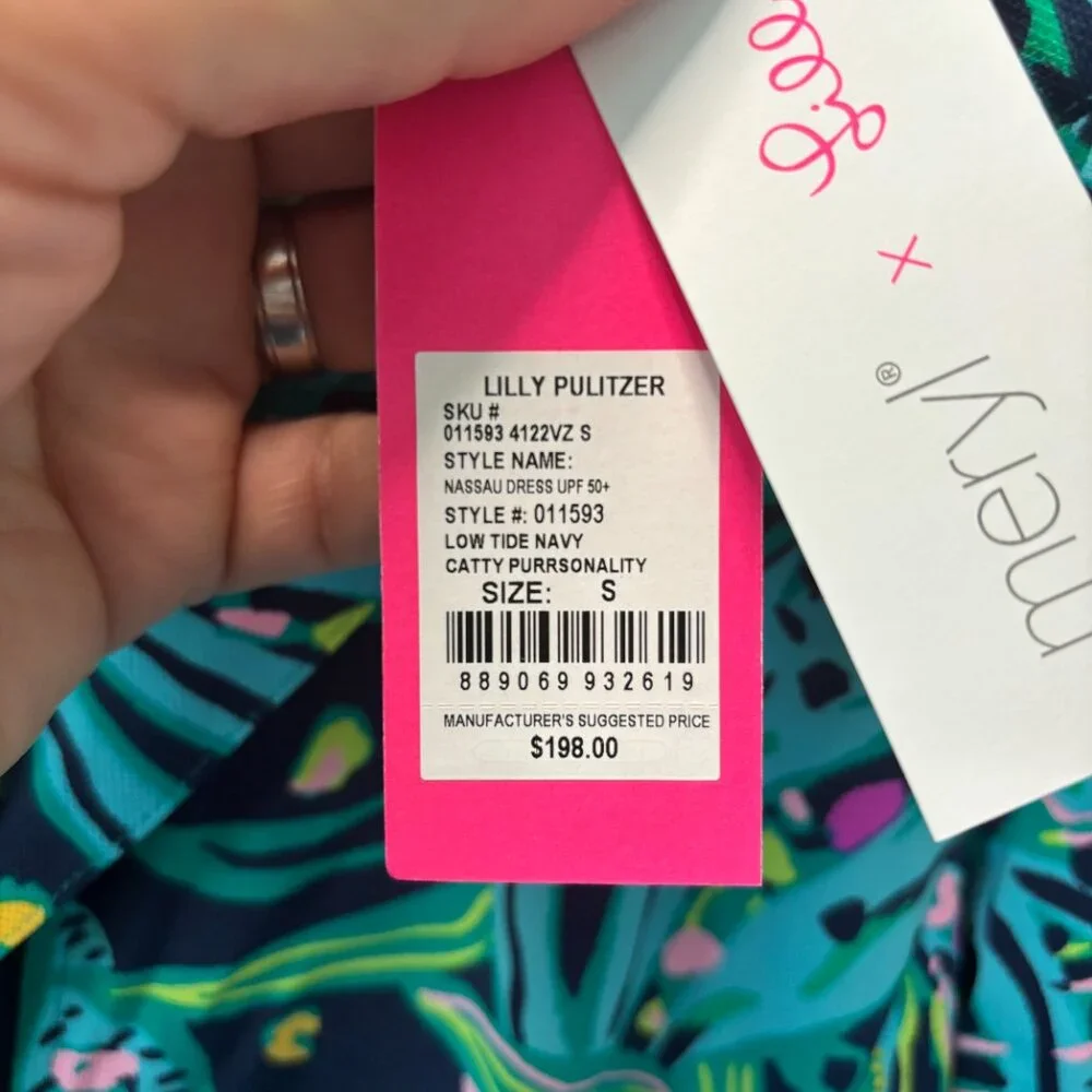 Lilly Pulitzer Women's Size Small Nassau Dress UPF 50+ Low Tide Navy Catty - NWT - Picture 10 of 13